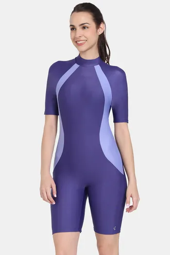 Buy Zelocity Swimsuit With Zipper - Navy Blue